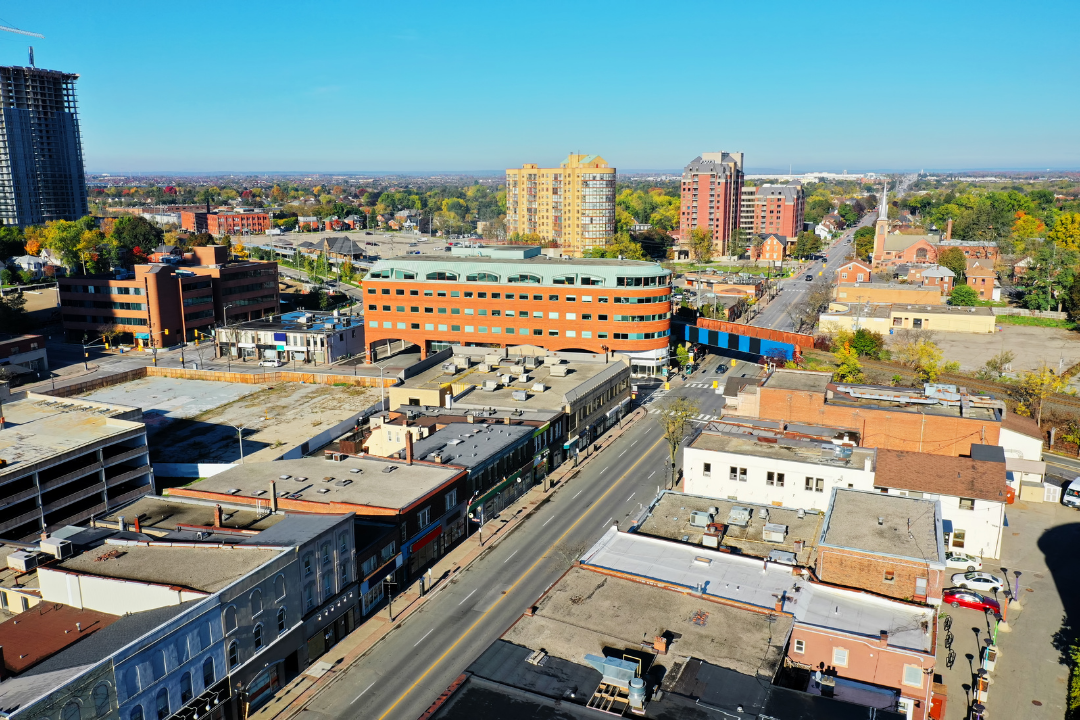 Aerial shot of buildings